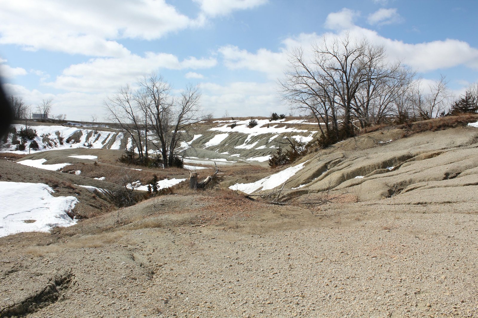 Abandoned pit mine west of bridge